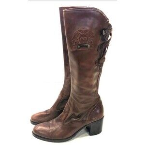NeroGiardini Cowgirl Boots Size 8 Brown Leather Knee High Riding EU 38 Italy